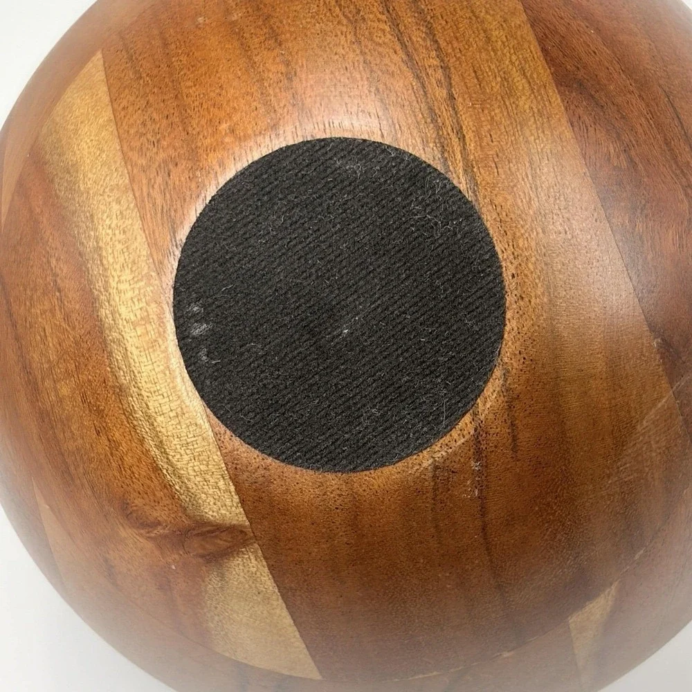 Vintage Segmented Wood Sphere Decorative Orb 6 Inch MCM Geometric Wooden Ball